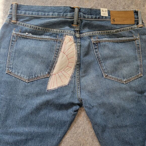 Todd Snyder Slim Fit Patched American Selvedge Denim Jeans 36x32 - Picture 5 of 16